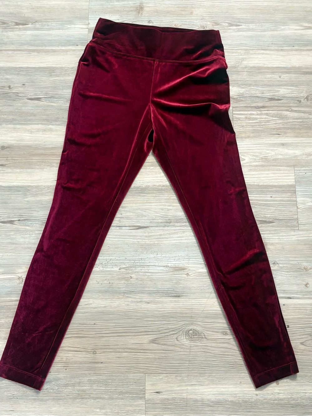 INC International Concepts Velvet Leggings - Burgundy